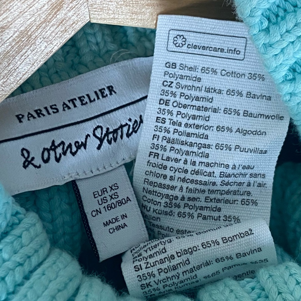 & OTHER STORIES Chunky Ribbed Turtleneck Sweater in Light Blue - XS - Picture 15 of 15